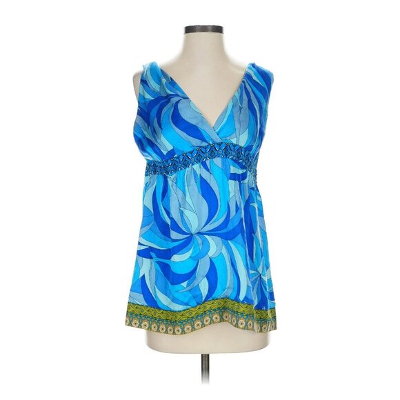 HALE BOB Blue Graphic Print Satin Tank Top Size Small - Picture 4 of 4